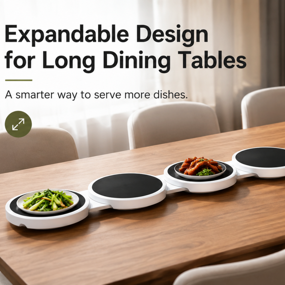 Expandable Lazy Susan Rotating Serving Tray for Dining Tables