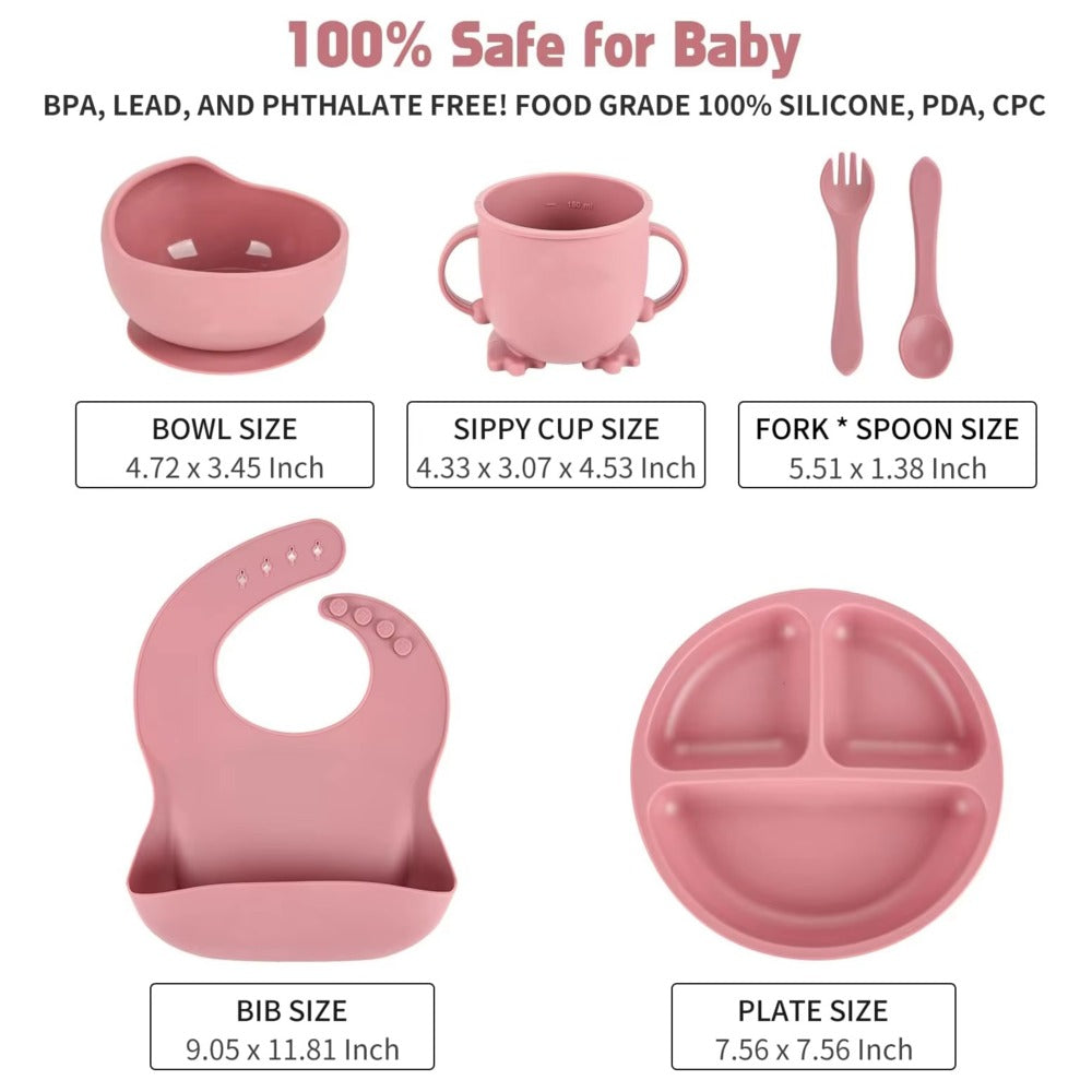 8 Piece Silicone Baby Feeding Set