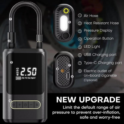 Portable Tyre Inflator Air Pump – Rechargeable 150 PSI
