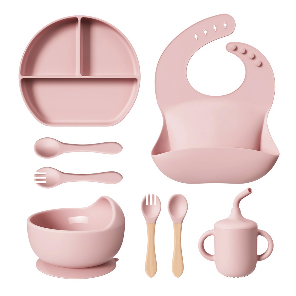 8 Piece Silicone Baby Feeding Set
