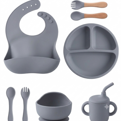 8 Piece Silicone Baby Feeding Set