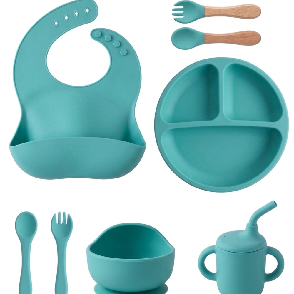 8 Piece Silicone Baby Feeding Set