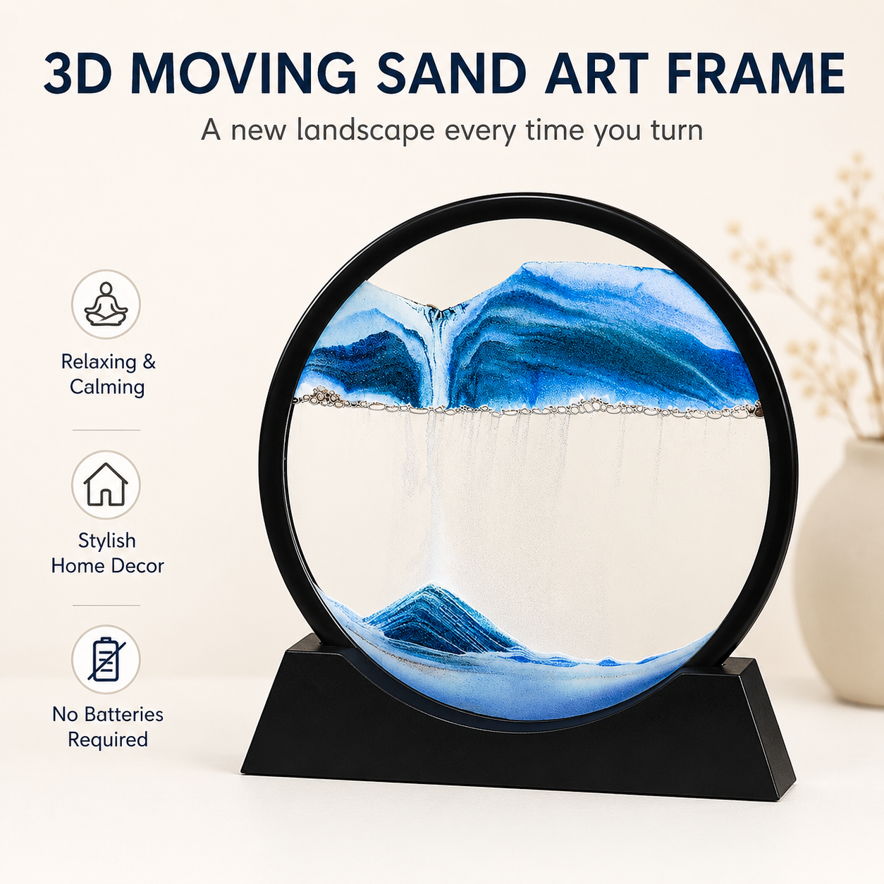 3D Moving Sand Art Frame with Metal Stand