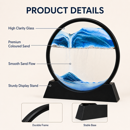 3D Moving Sand Art Frame with Metal Stand