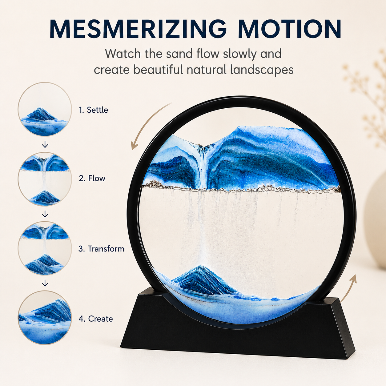 3D Moving Sand Art Frame with Metal Stand
