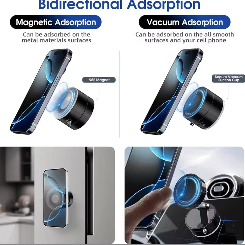 360° Rotatable Mobile Stand - Magnetic & Suction Cup Phone Holder Stand for Car, Desktop, Travel & Vlogging - Ideal Mobile Stand Holder for Video, Car Phone Holder & Dashboard Accessories