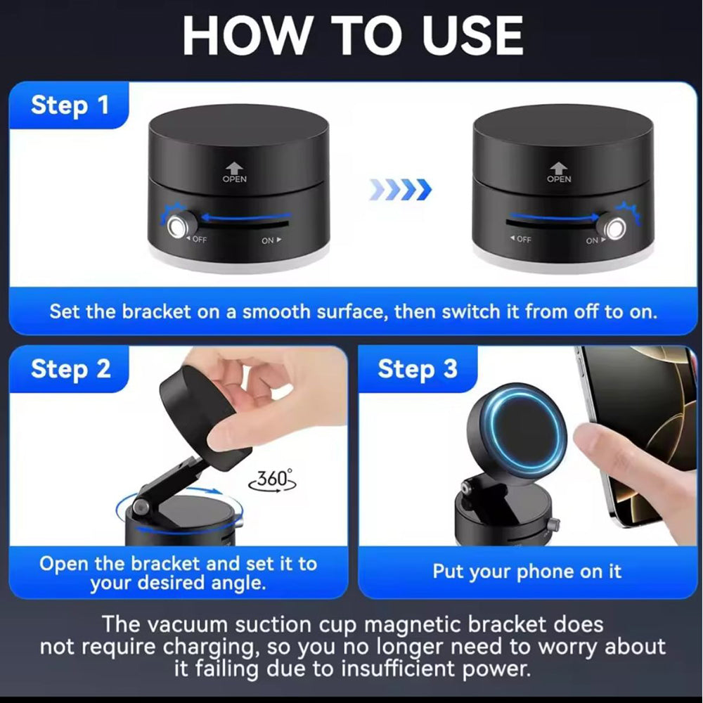 360° Rotatable Mobile Stand - Magnetic & Suction Cup Phone Holder Stand for Car, Desktop, Travel & Vlogging - Ideal Mobile Stand Holder for Video, Car Phone Holder & Dashboard Accessories