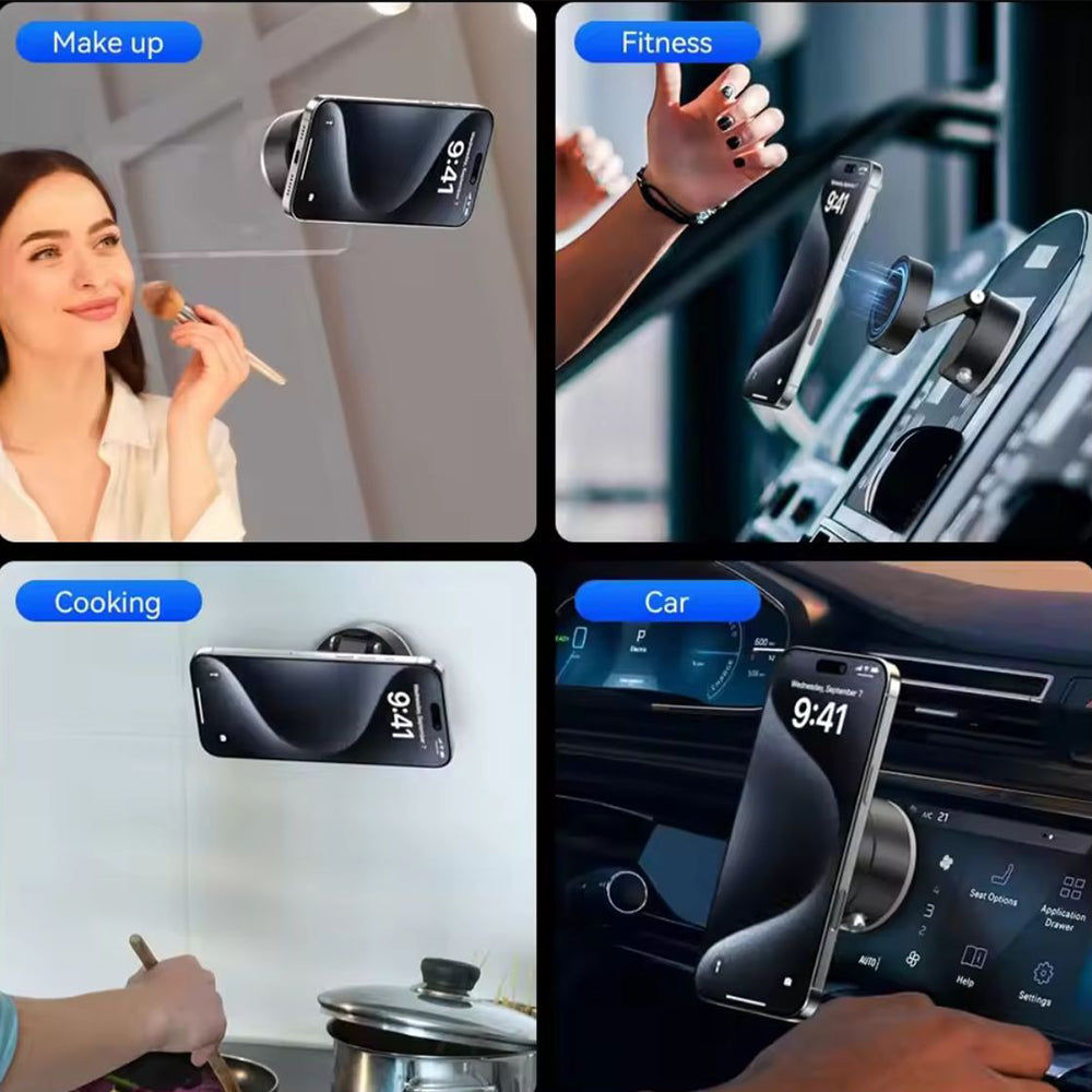 360° Rotatable Mobile Stand - Magnetic & Suction Cup Phone Holder Stand for Car, Desktop, Travel & Vlogging - Ideal Mobile Stand Holder for Video, Car Phone Holder & Dashboard Accessories