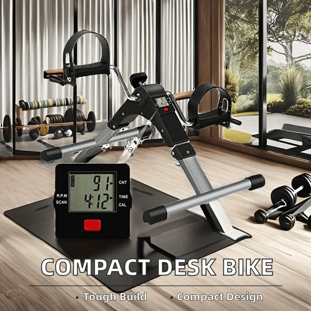 Foldable Mini Exercise Bike with LCD Display – Arm & Leg Pedaler for Home Gym & Weight Loss - Getups.pk