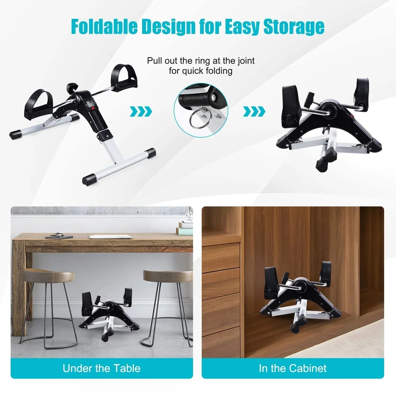 Foldable Mini Exercise Bike with LCD Display – Arm & Leg Pedaler for Home Gym & Weight Loss - Getups.pk