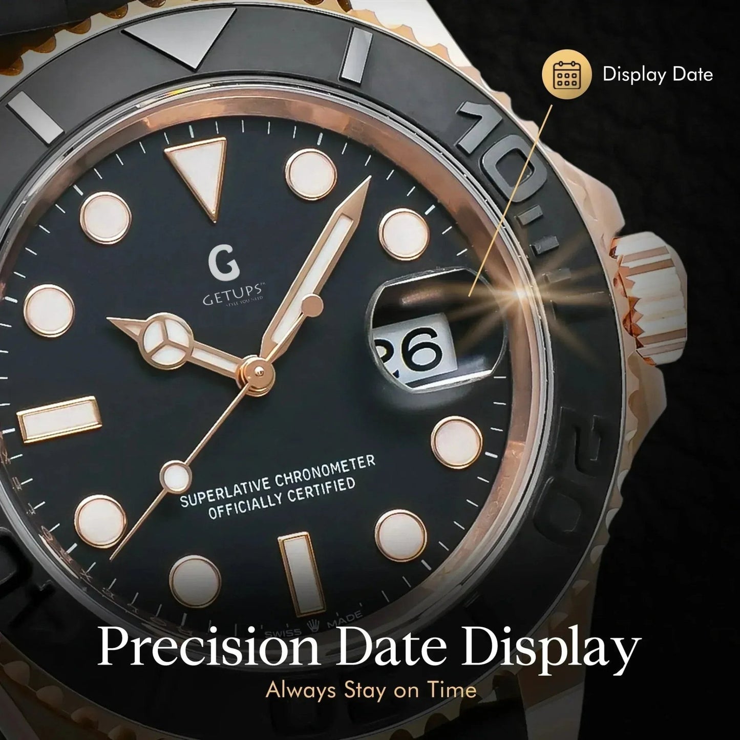 Luxury Men’s Watch — Shockproof | Adjustable Strap | Stainless Steel - Getups.pk