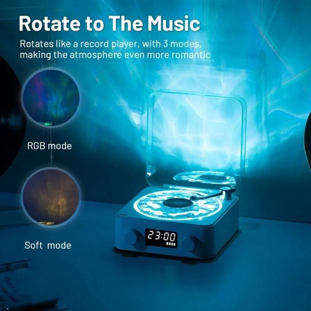 Vintage Retro Bluetooth Speaker with Clock, White Noise & RGB Night Light - Getups.pk