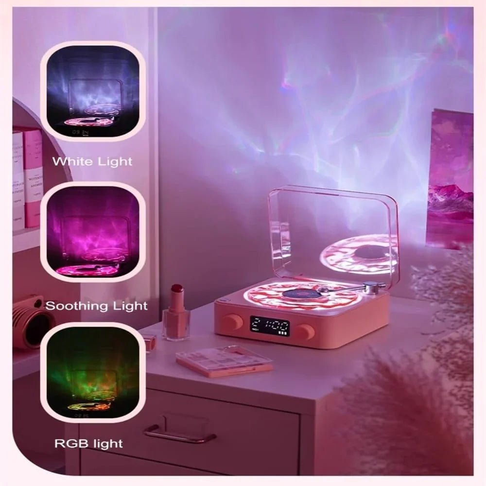 Vintage Retro Bluetooth Speaker with Clock, White Noise & RGB Night Light - Getups.pk