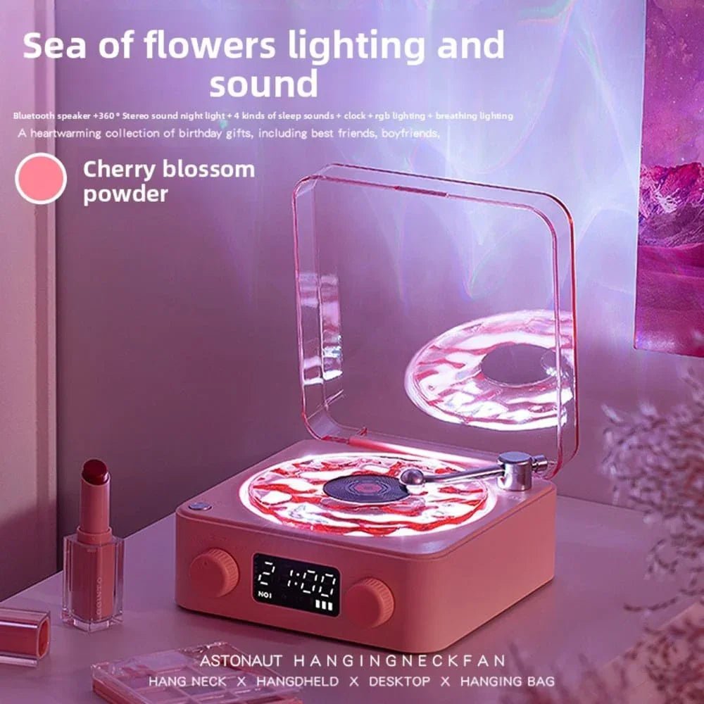 Vintage Retro Bluetooth Speaker with Clock, White Noise & RGB Night Light - Getups.pk