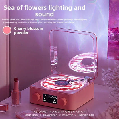 Vintage Retro Bluetooth Speaker with Clock, White Noise & RGB Night Light - Getups.pk