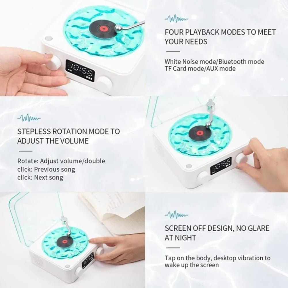 Vintage Retro Bluetooth Speaker with Clock, White Noise & RGB Night Light - Getups.pk